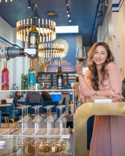 US, California, Napa Valley - Maria Concetto Winery - Wine Tasting With Robot Sommelier