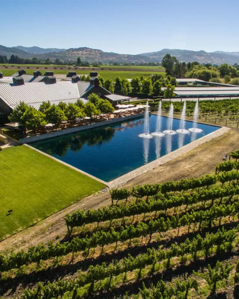 US, Napa Valley, Alpha Omega Winery - Terrace Tasting Outdoor, Signature Selections Flight 